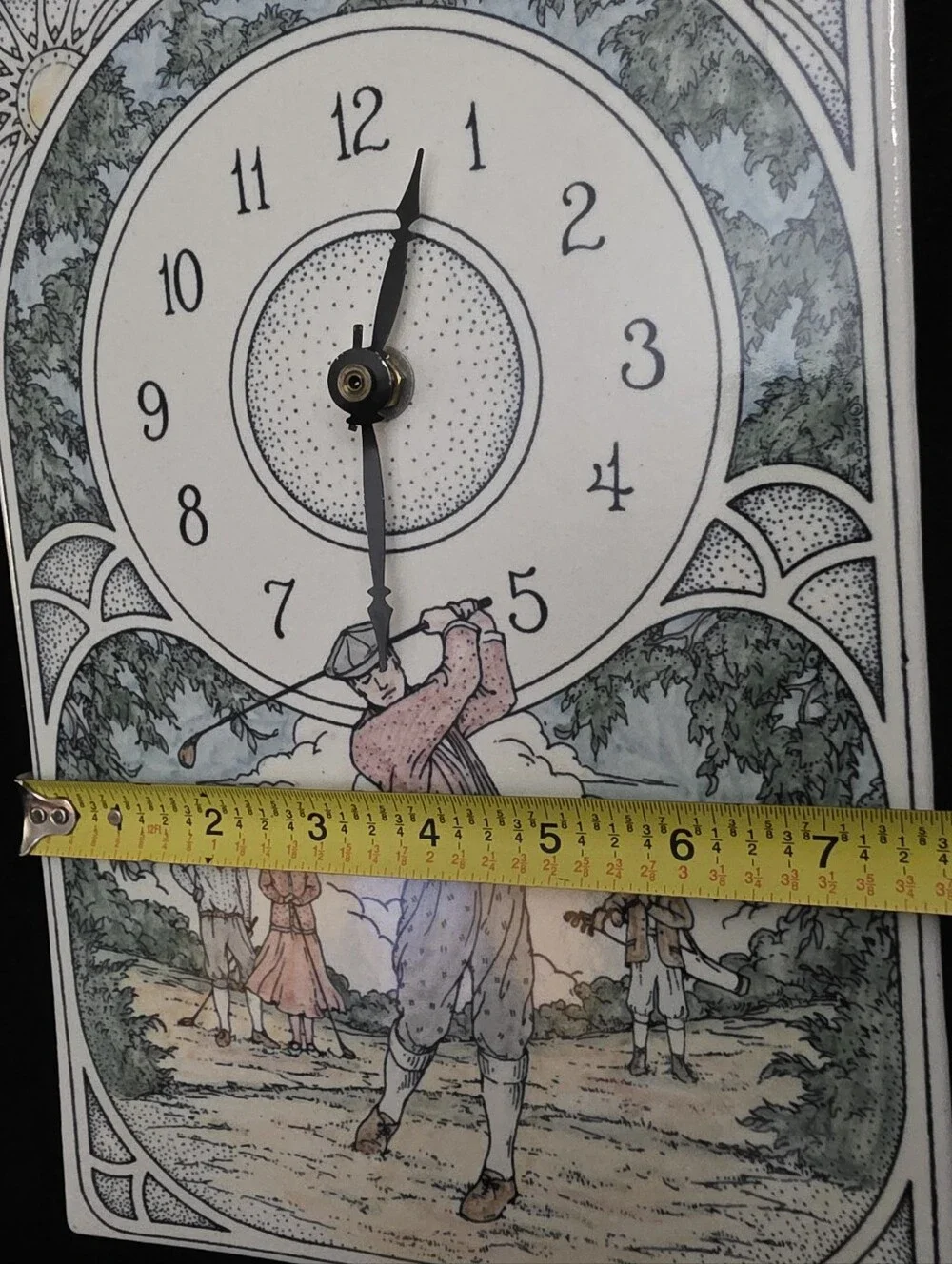 Santa Barbara Ceramic Design Golf Wall Clock Vintage Golfer Ceramic USA